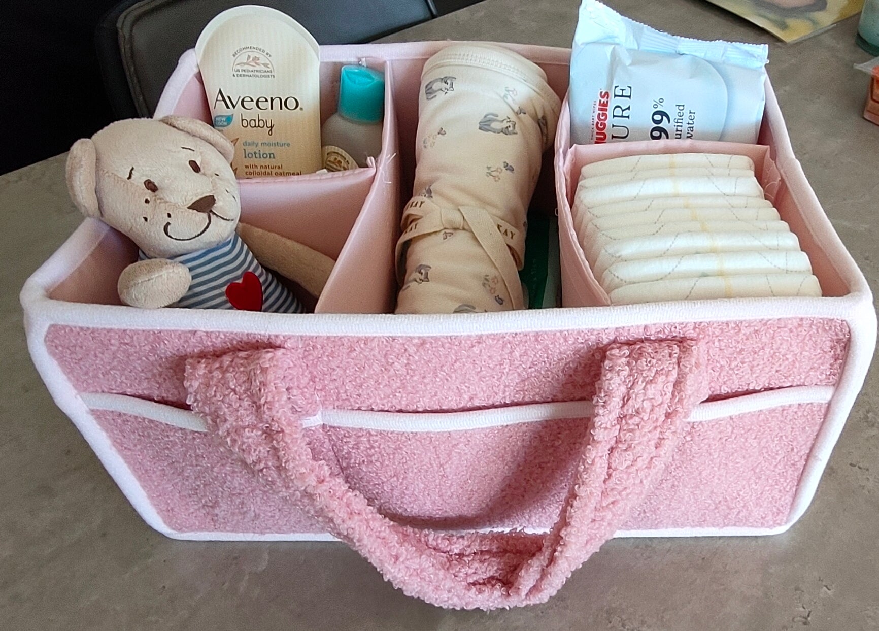Pink Nappy Caddy Essentials