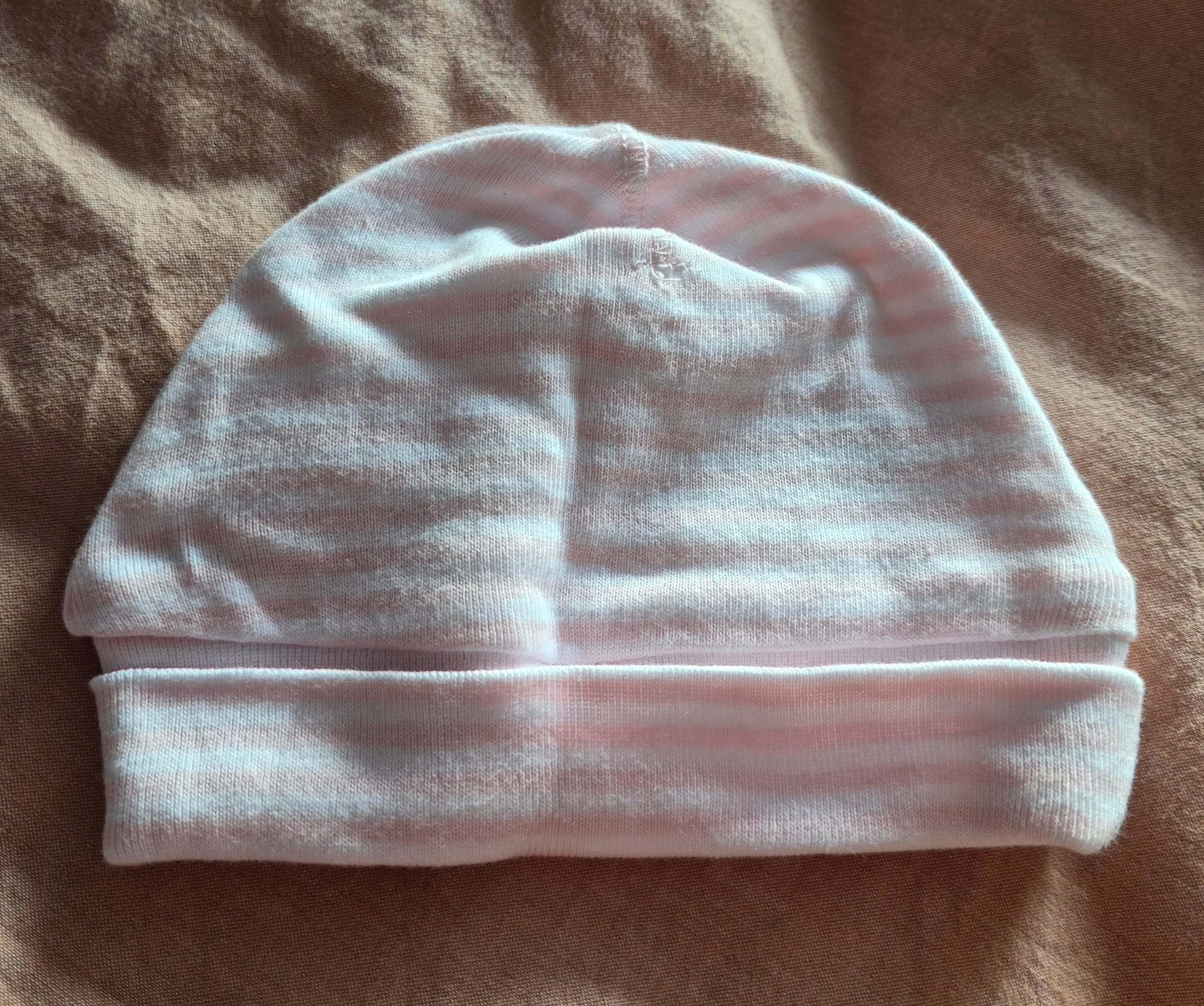 Pink & White Stripe Beanie & Mittens