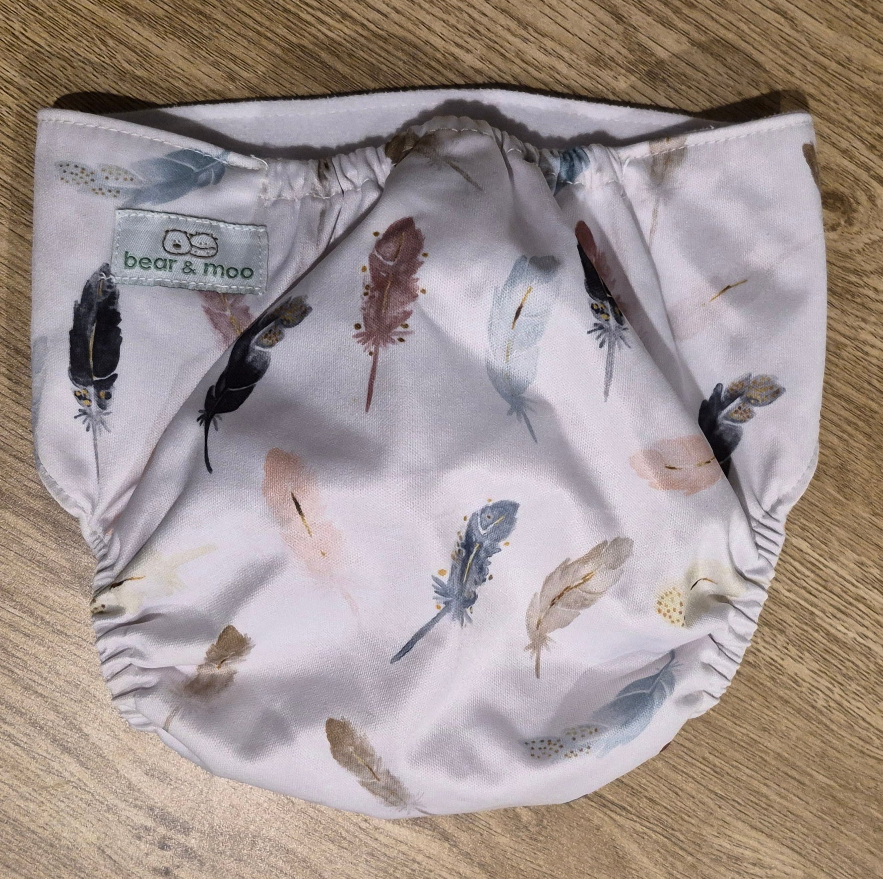 Bear & Moo Feather Design Reusable Cloth Nappy