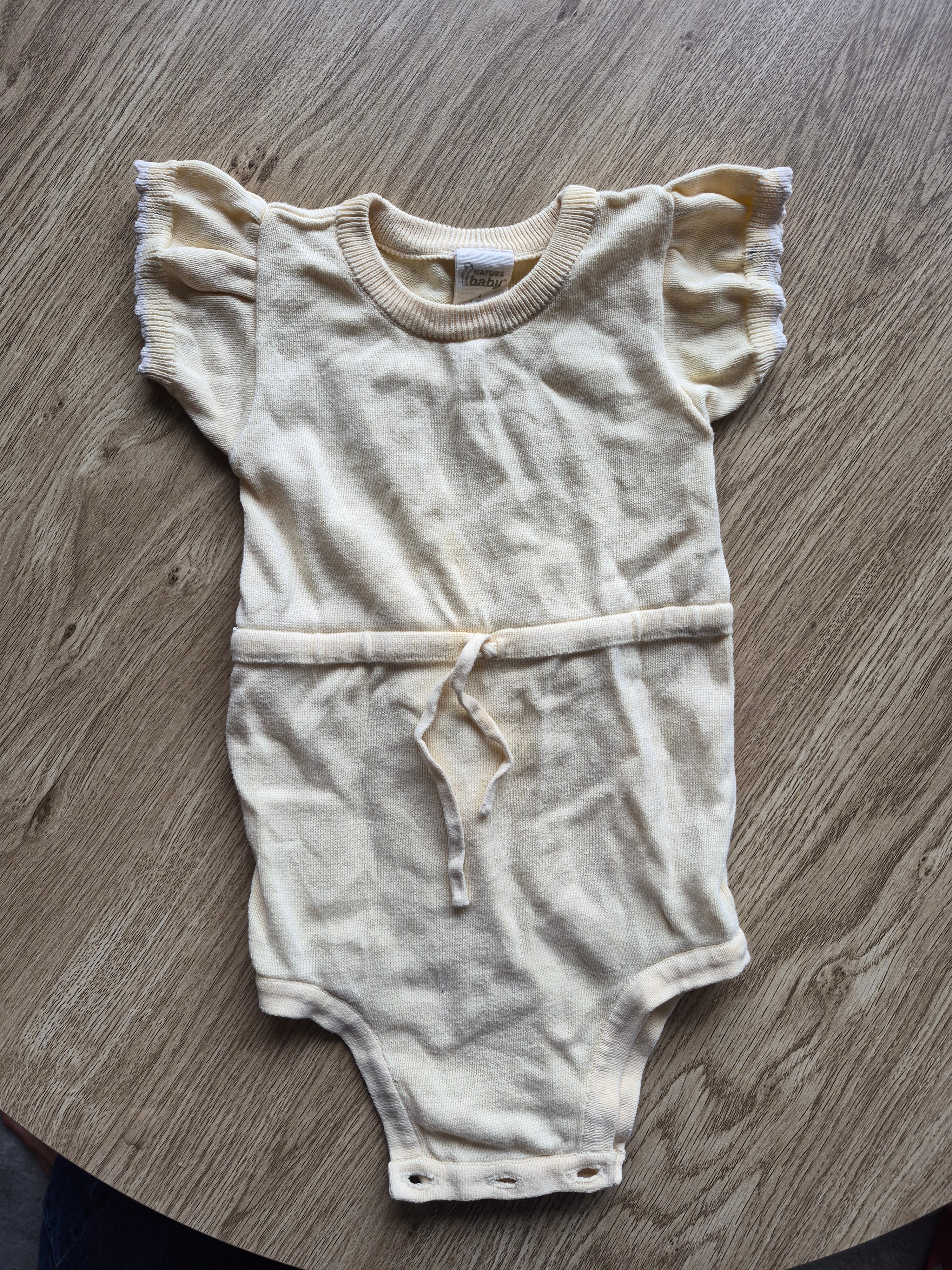 Nature Baby Yellow Trim Short Sleeve Bodysuit
