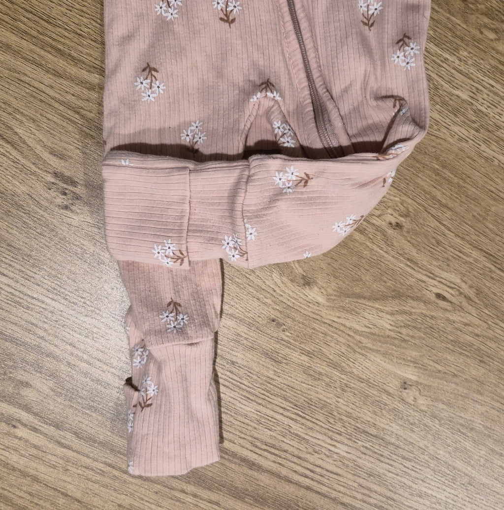 Baby Berry Pink Daisy Pin Stripe Onesie
