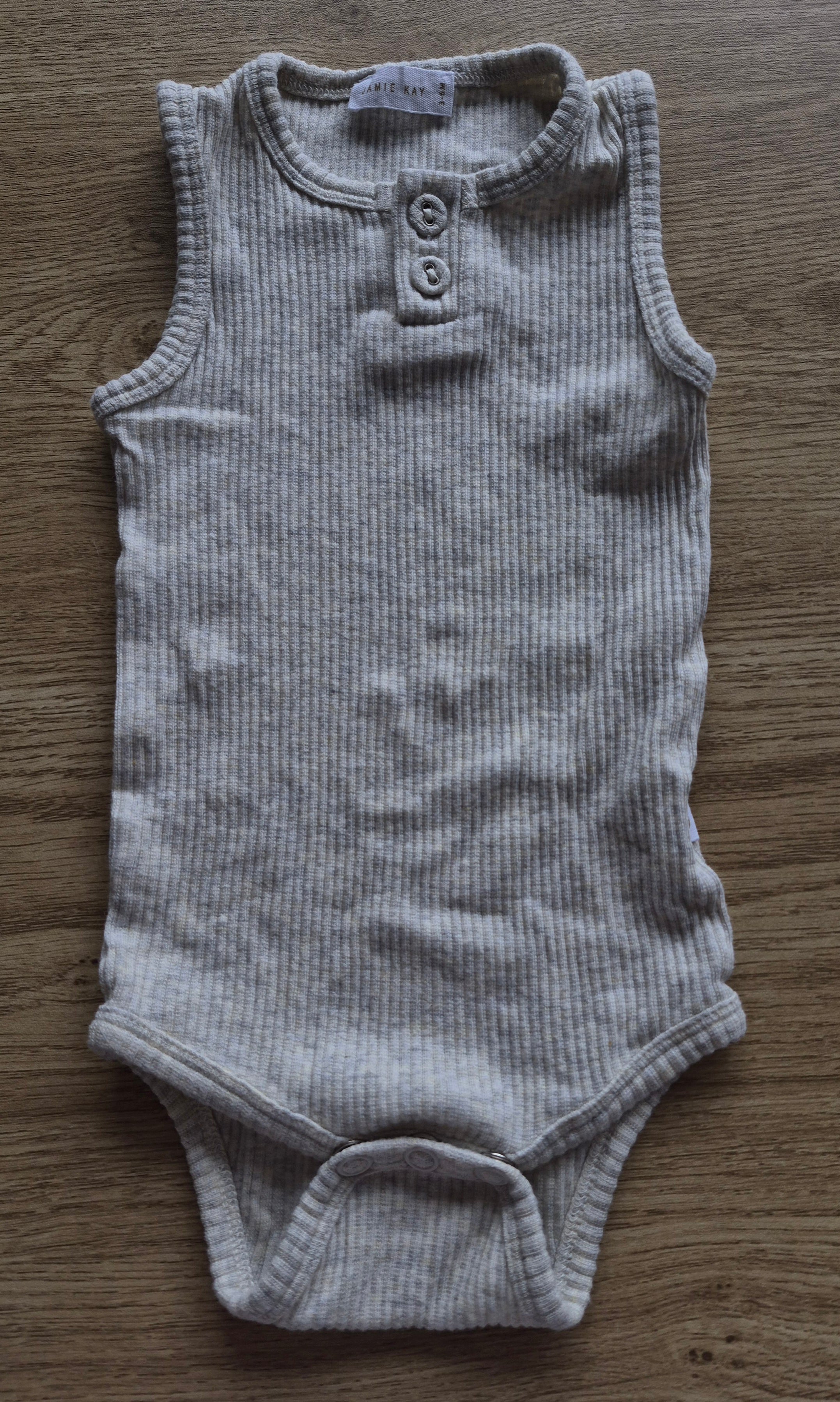 Jamie Kay Grey Ribbed Singlet Bodysuit.