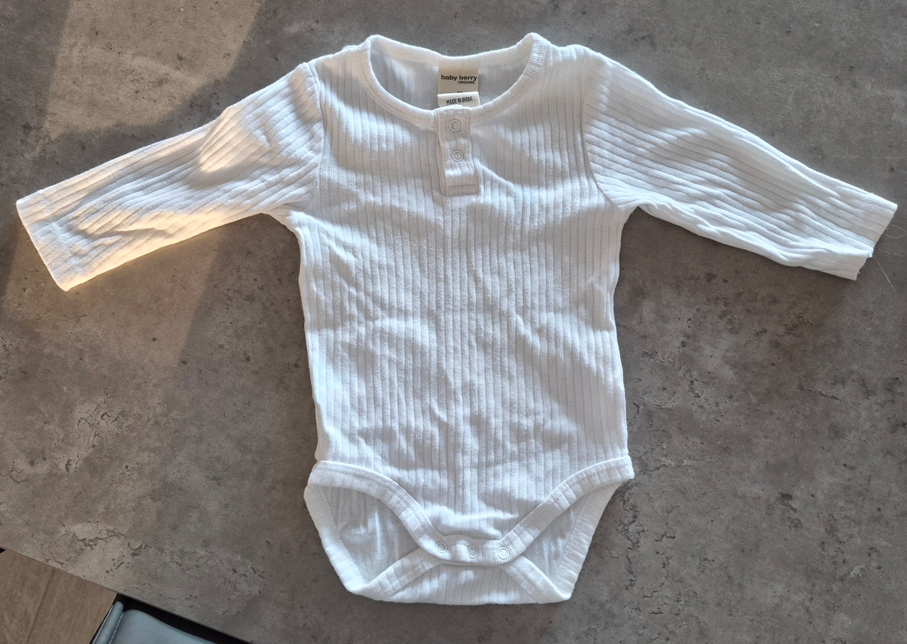 Baby Berry White Ribbed Long Sleeve Bodysuit