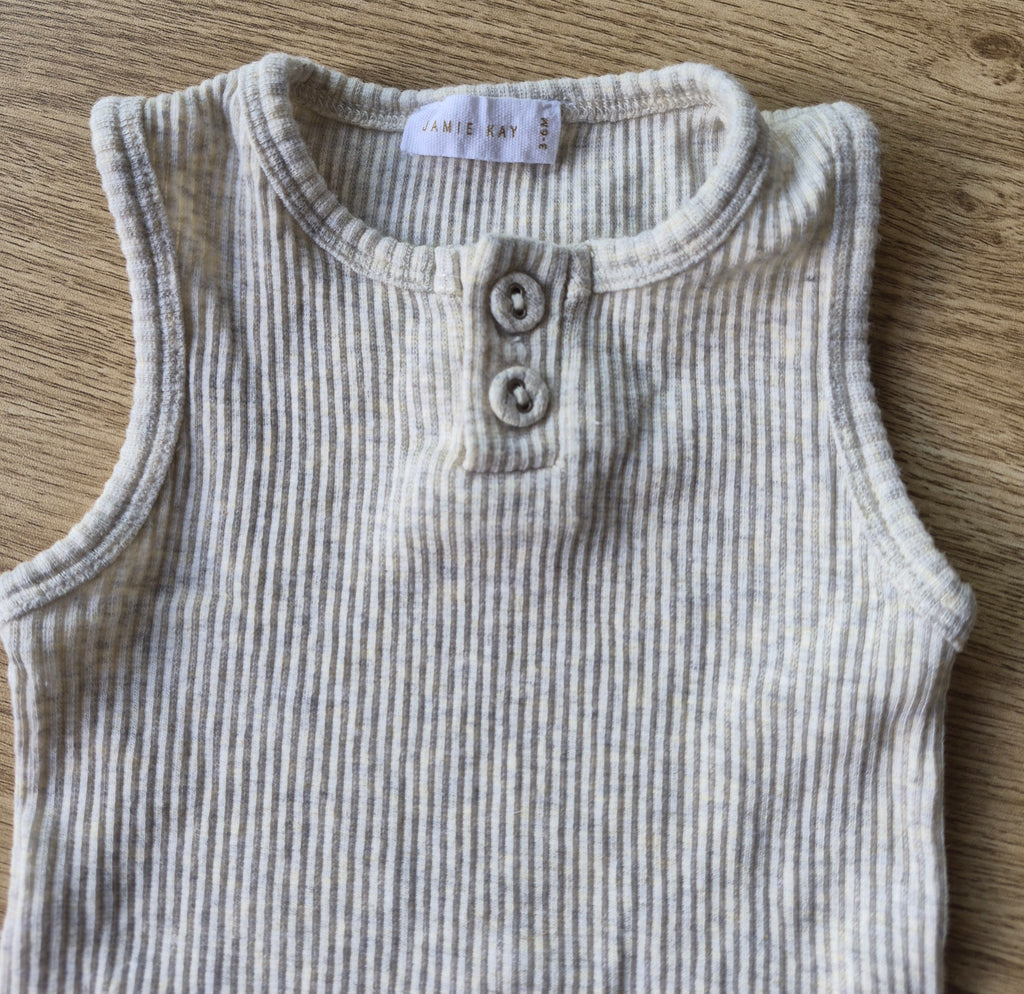 Jamie Kay Ribbed Grey Singlet Bodysuit