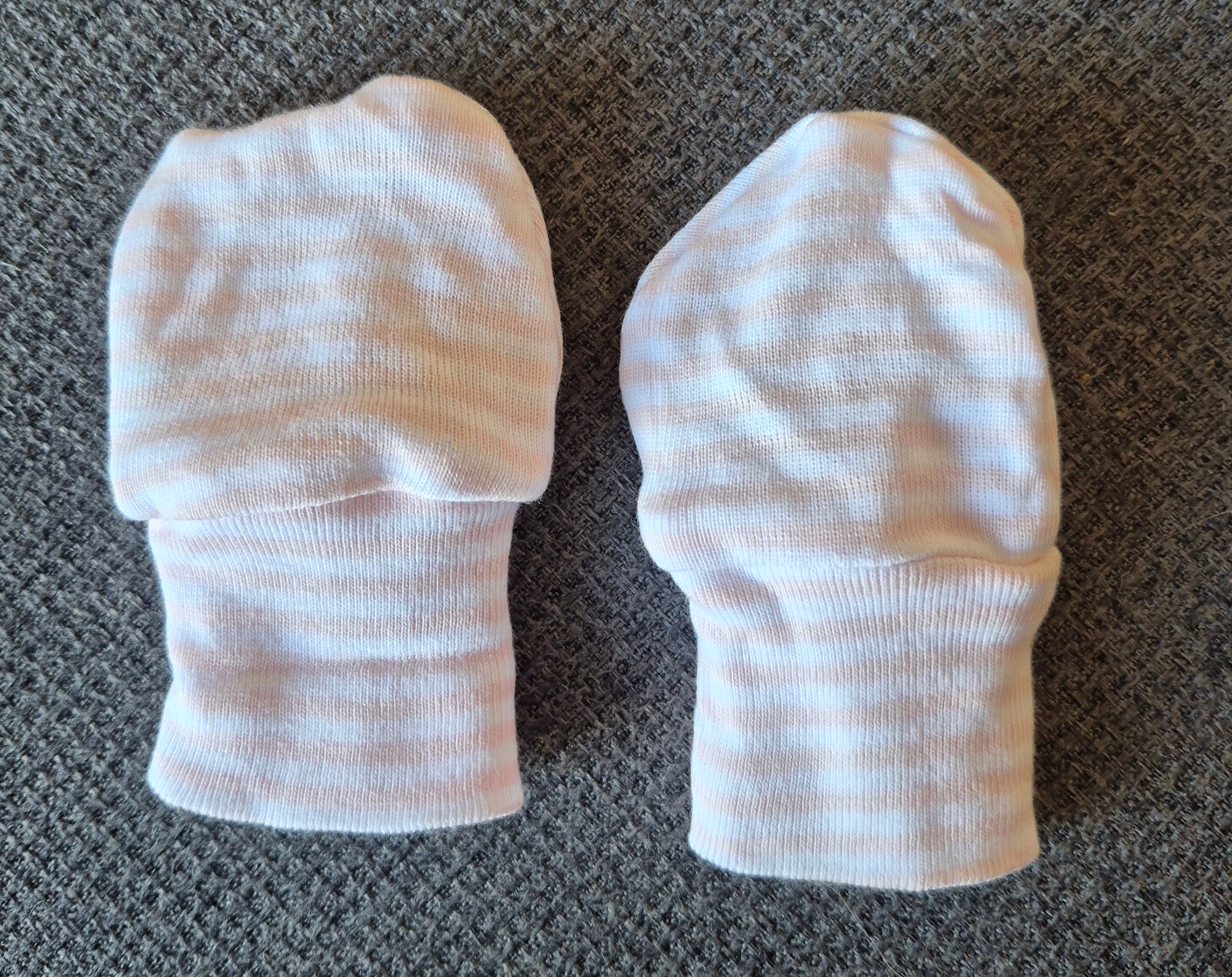 Pink & White Stripe Beanie & Mittens
