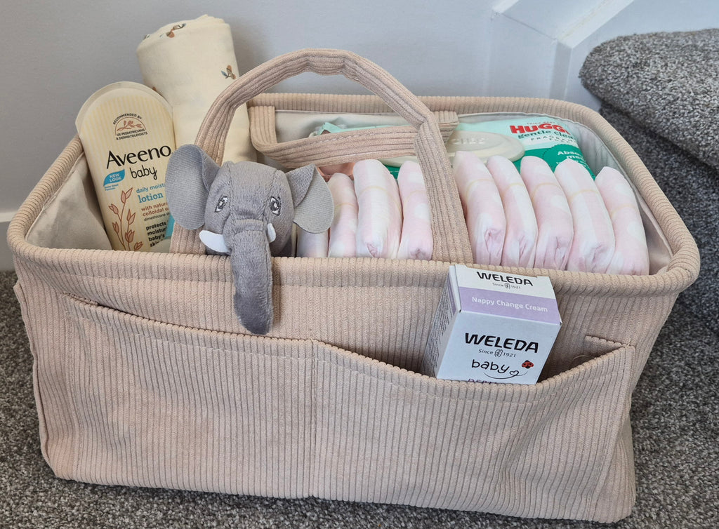 Cream Pin Striped Pocket Nappy Caddy