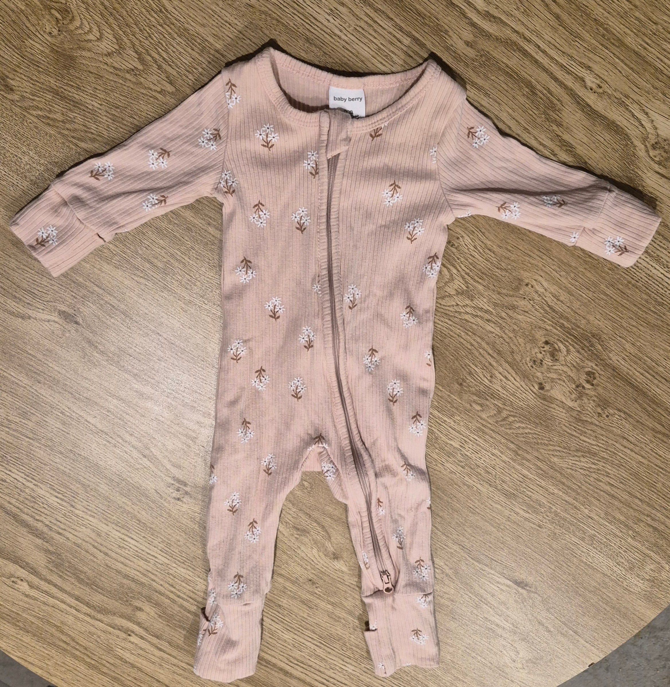 Baby Berry Pink Daisy Pin Stripe Onesie