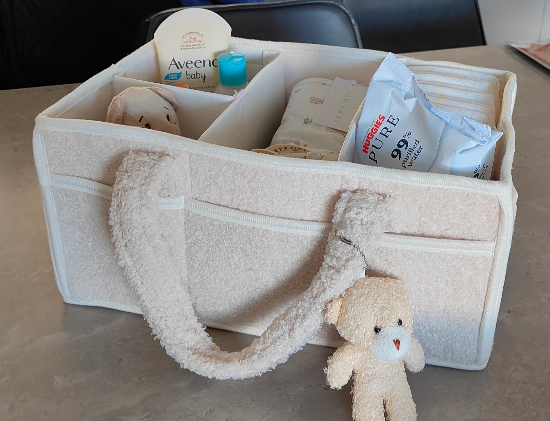 Cream Nappy Caddy Essentials