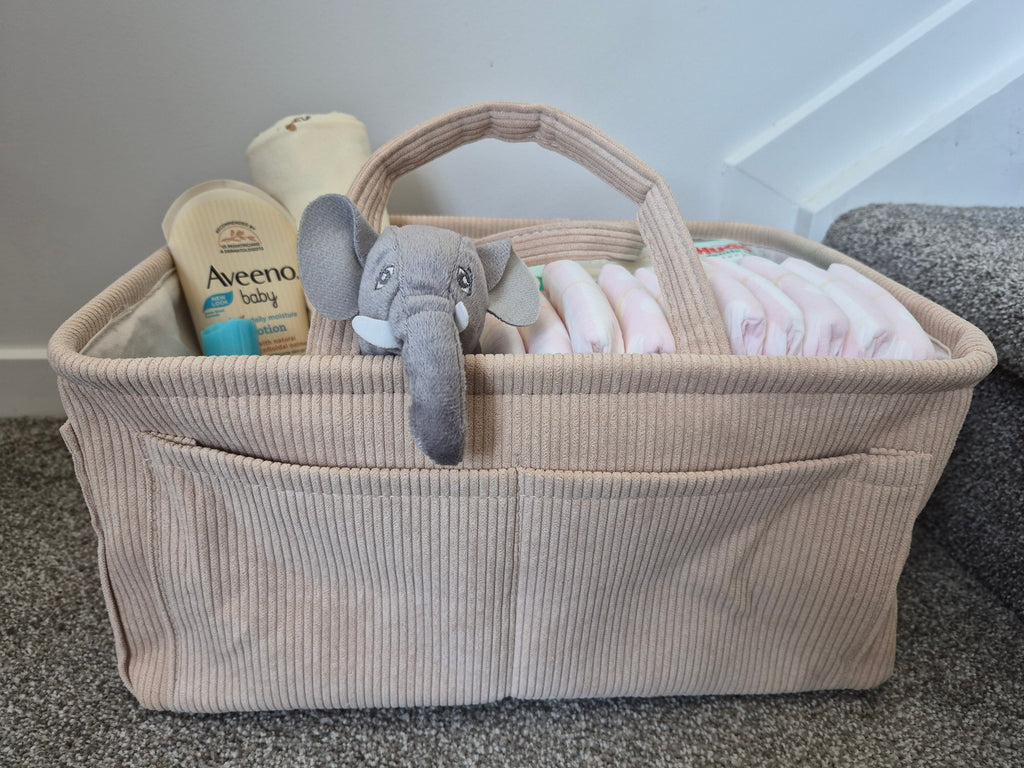 Cream Pin Striped Pocket Nappy Caddy