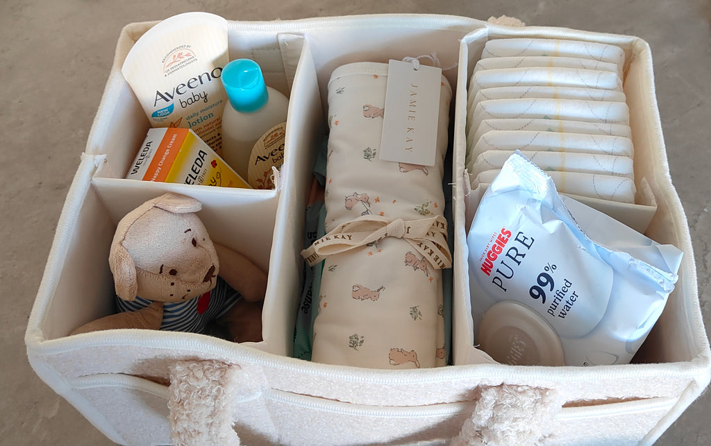 Cream Nappy Caddy Essentials