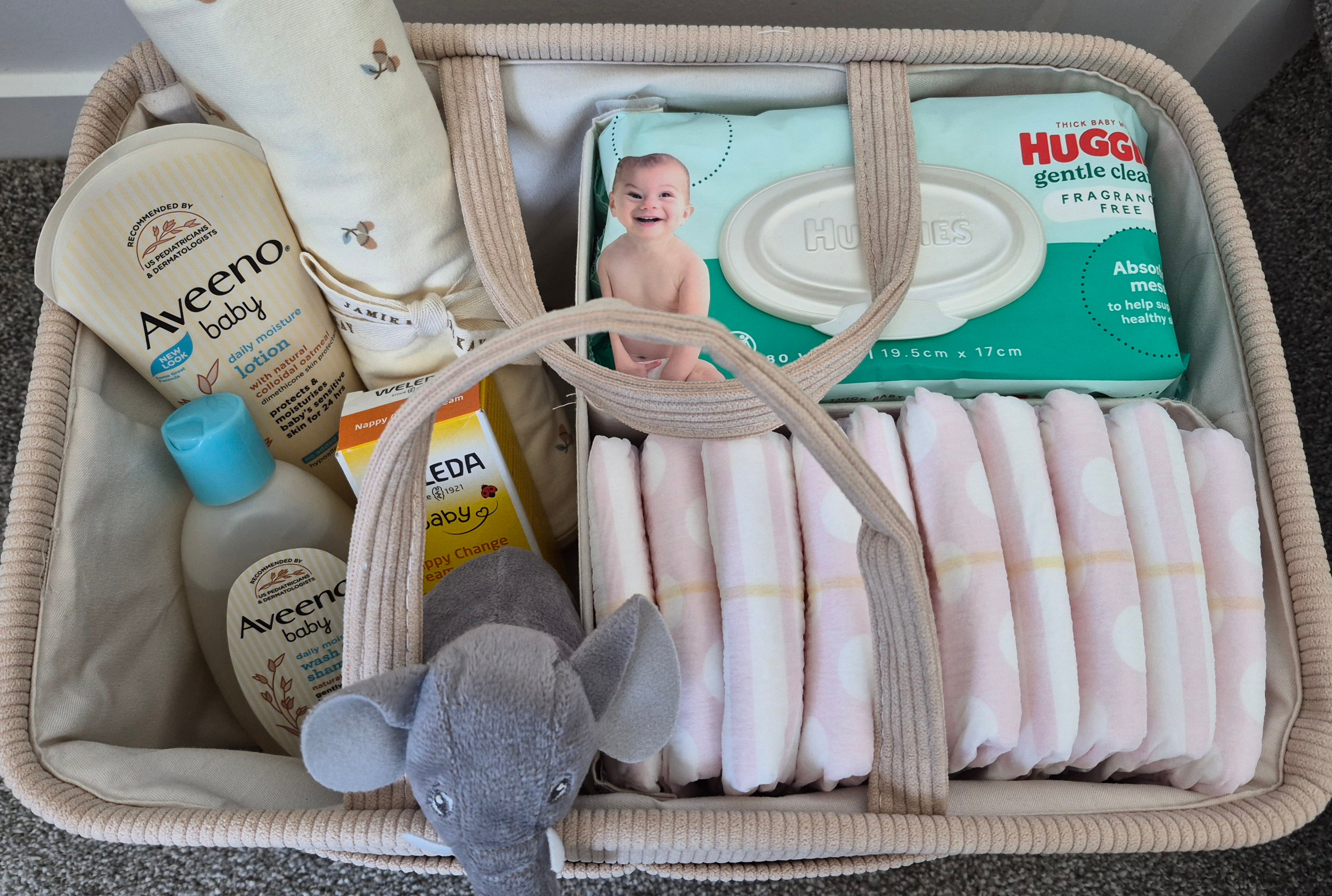 Cream Pin Striped Pocket Nappy Caddy