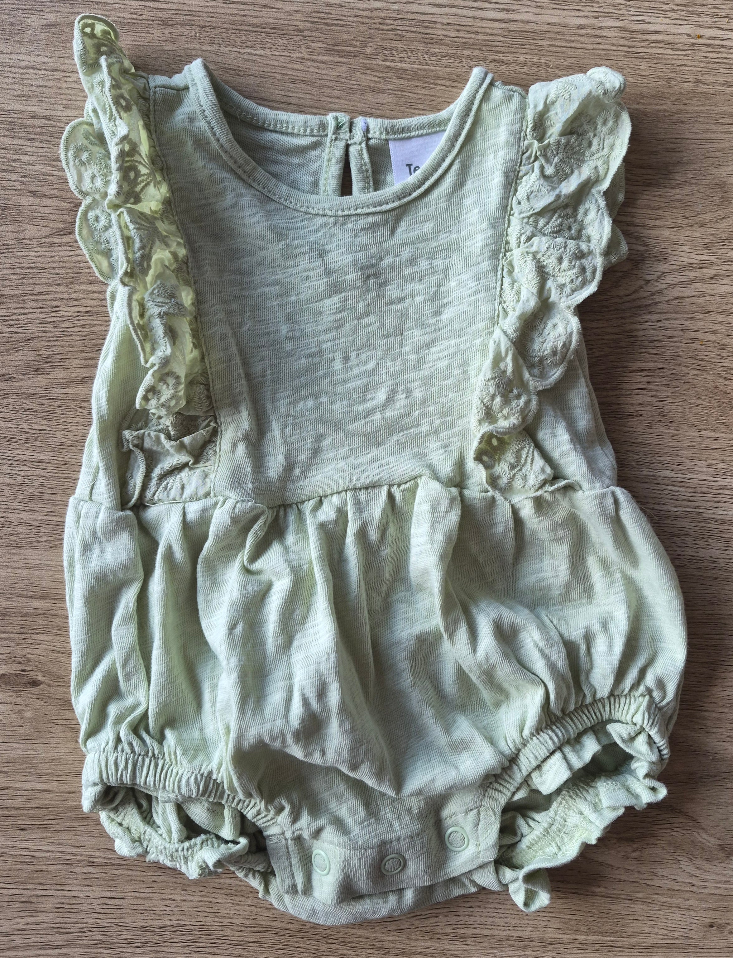 Teeny Weeny Green Frill Singlet Bodysuit