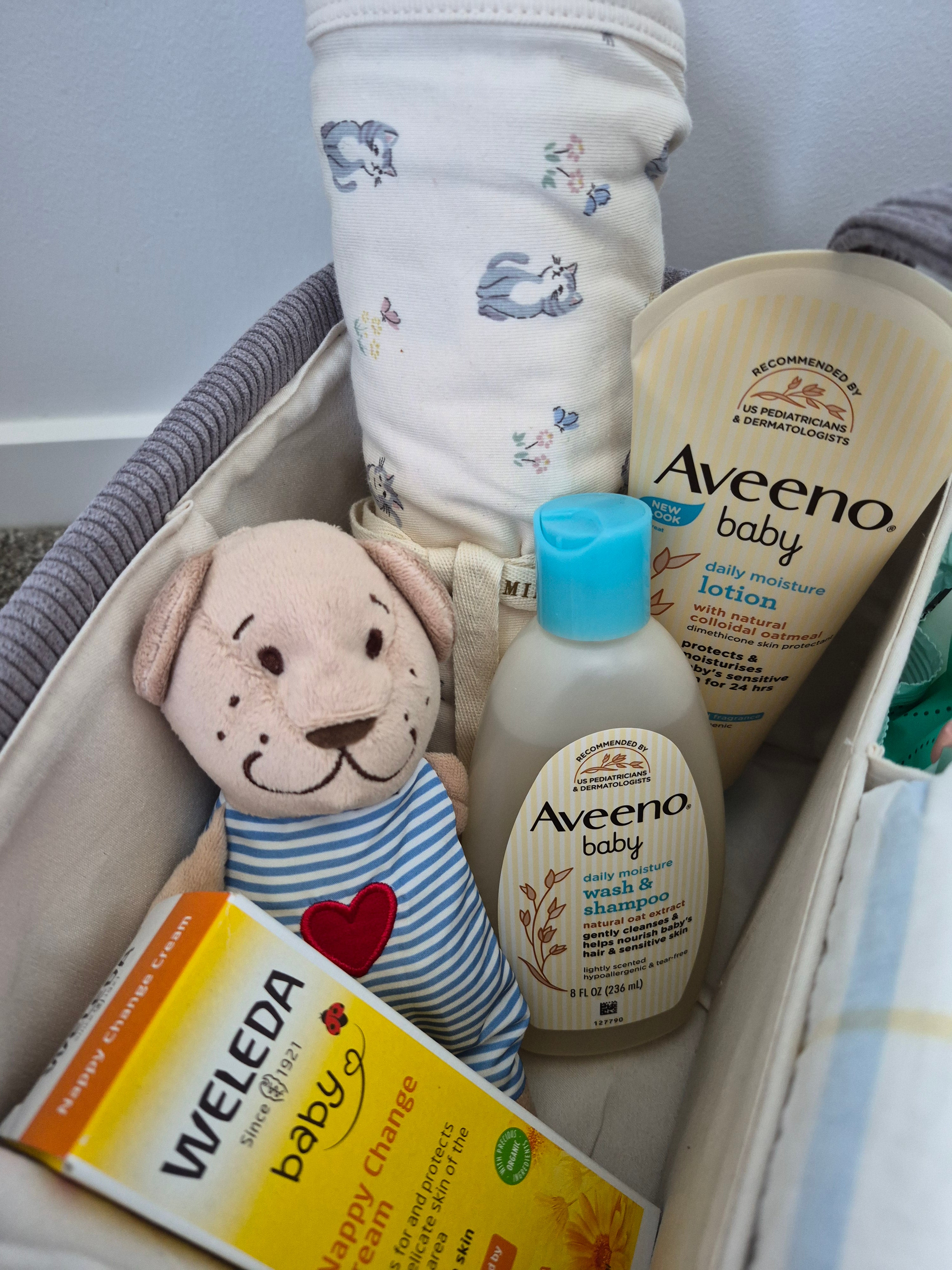 Grey Pin Stripe Pocket Nappy Caddy