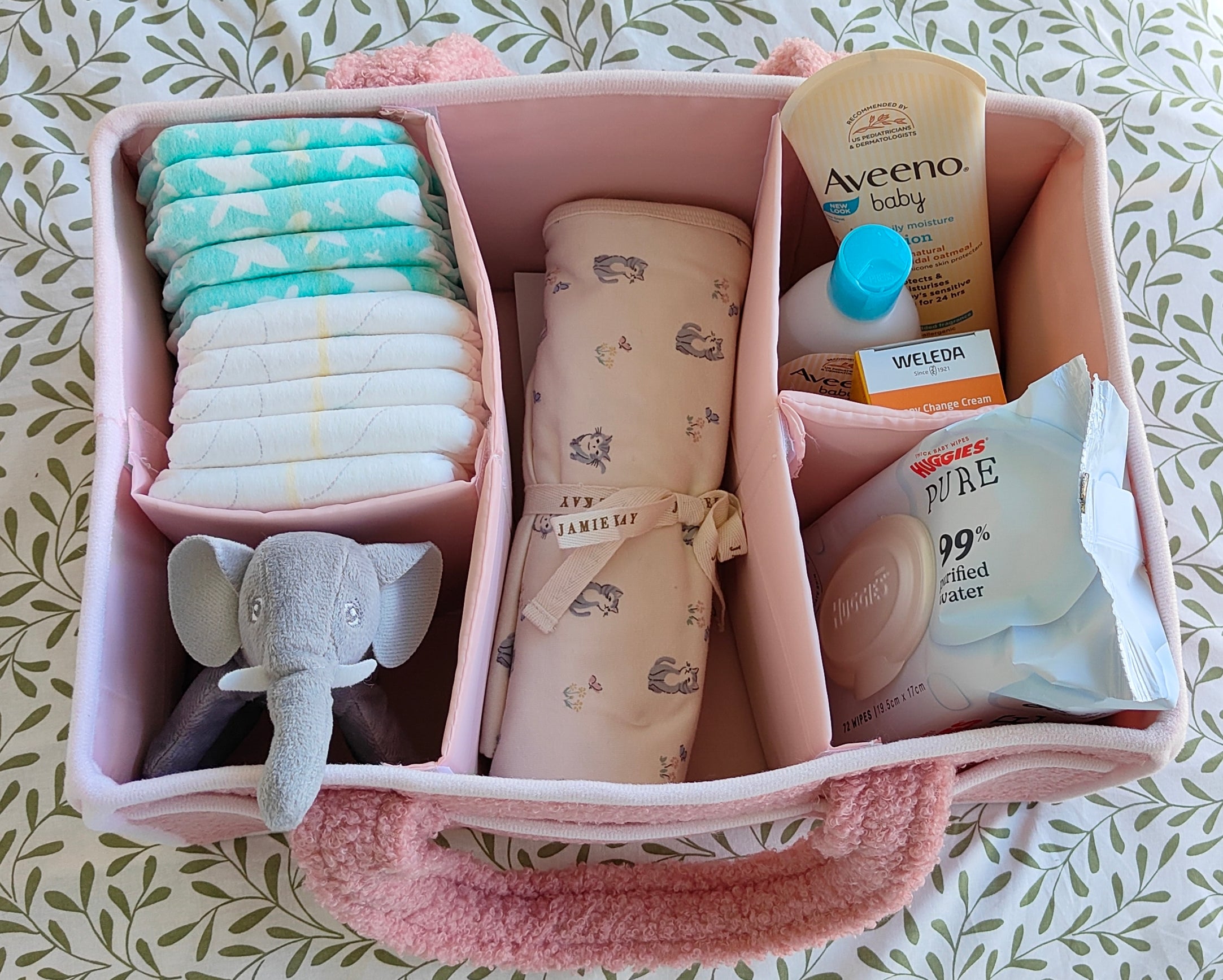 Pink Nappy Caddy Essentials - Perfect for a baby girl