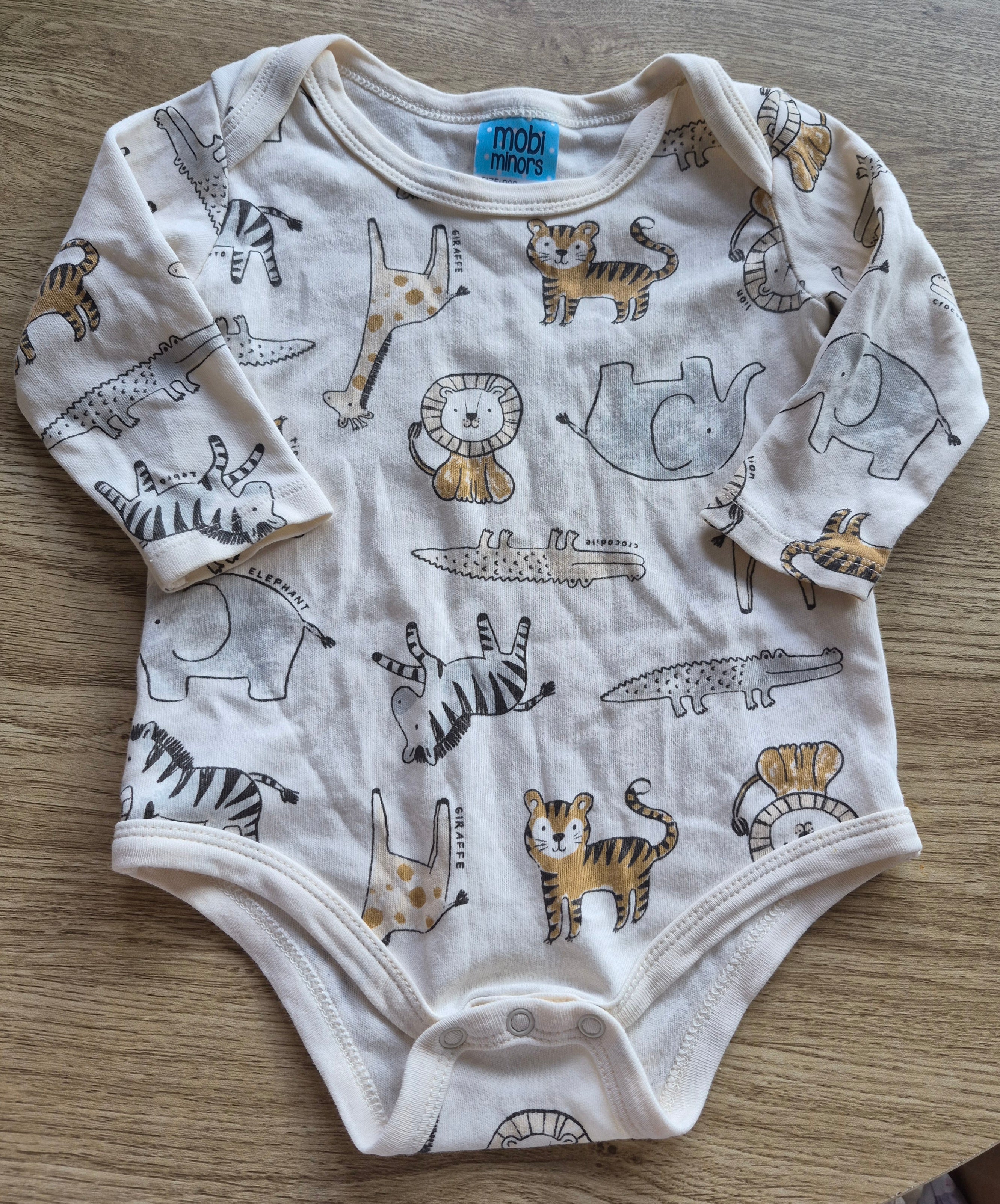 Mobi Minors Animal Print Long Sleeve Bodysuit