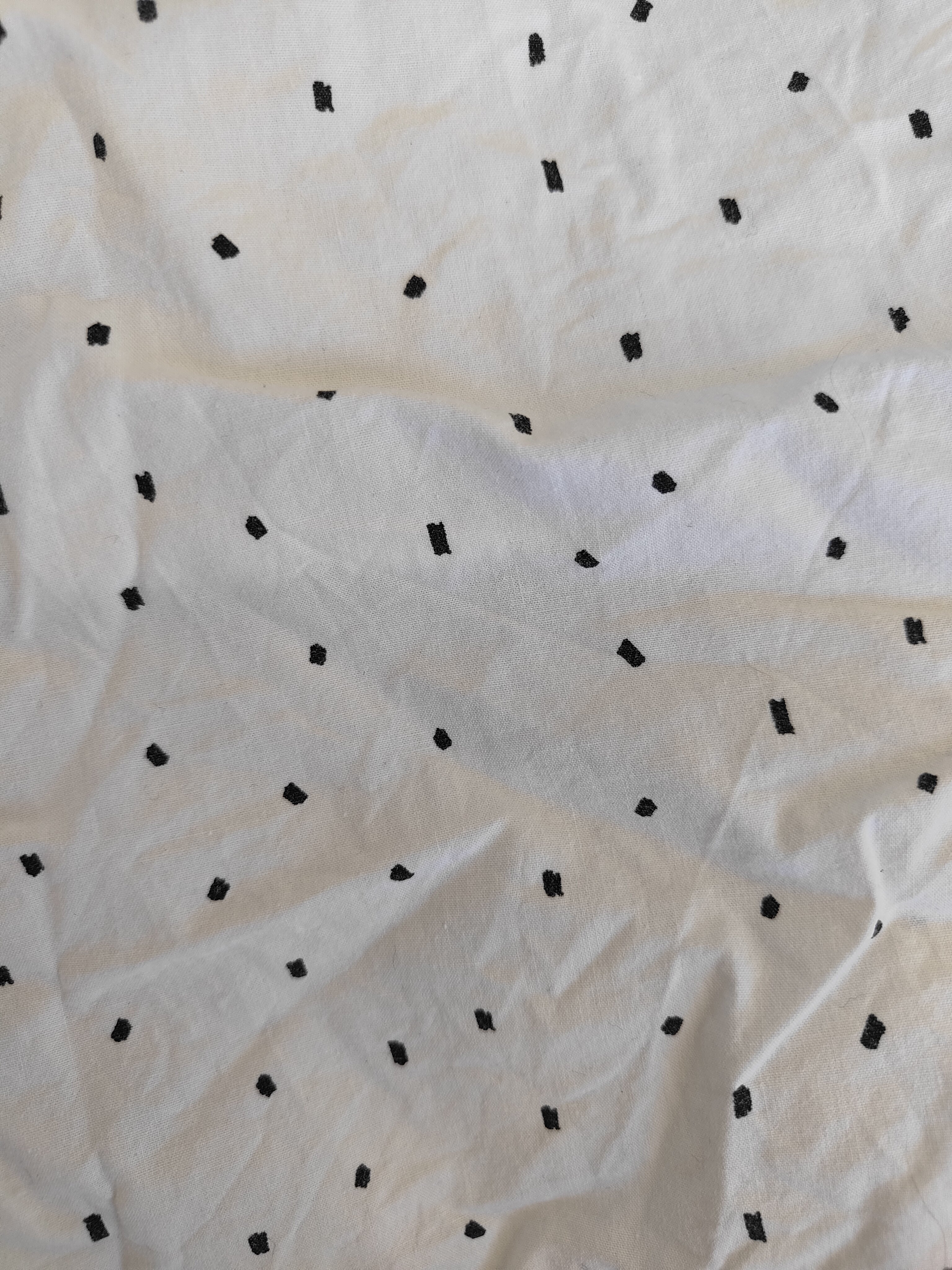 Black Dots Pattern on White Fitted Cot Sheet
