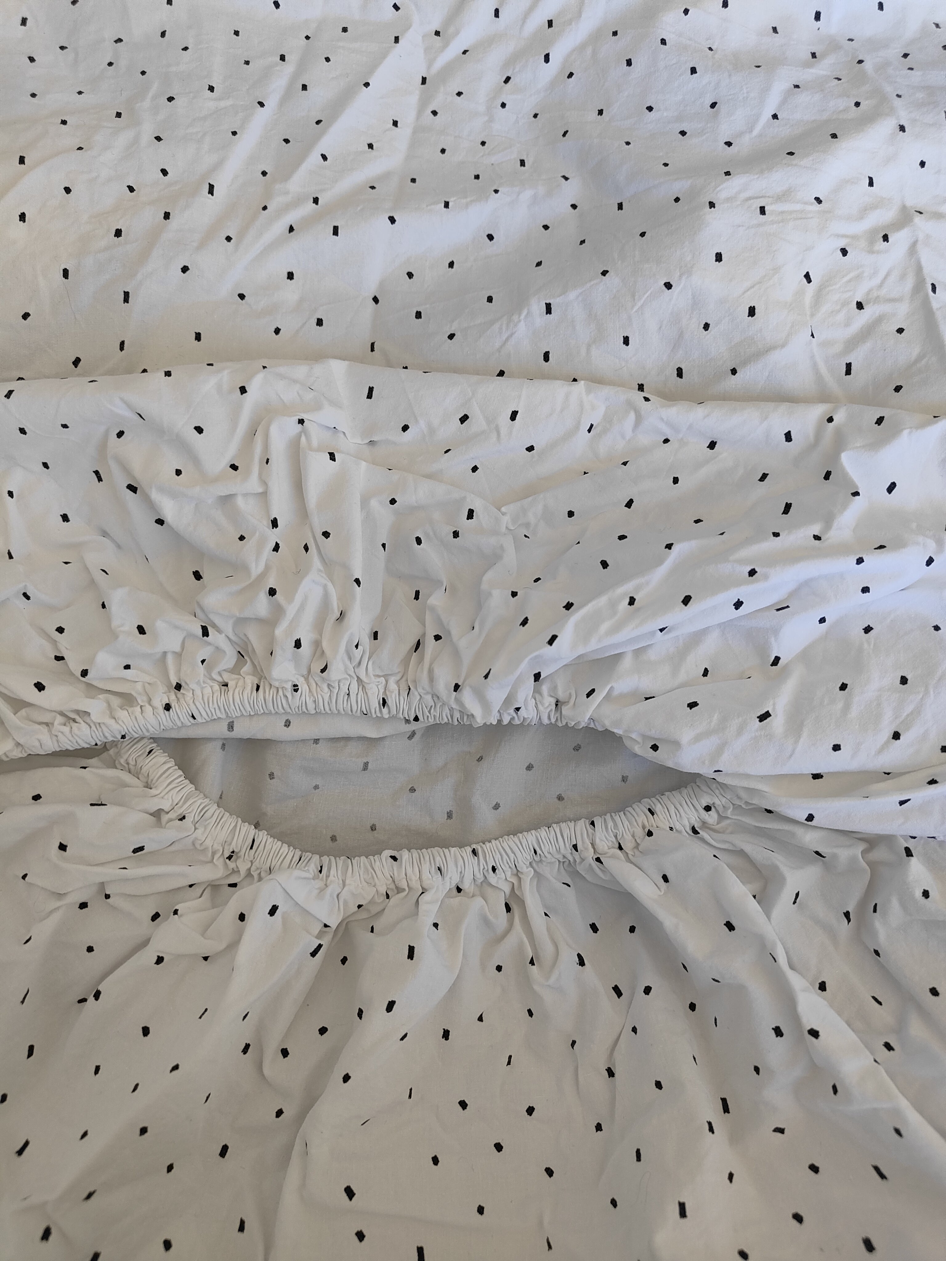 Black Dots Pattern on White Fitted Cot Sheet
